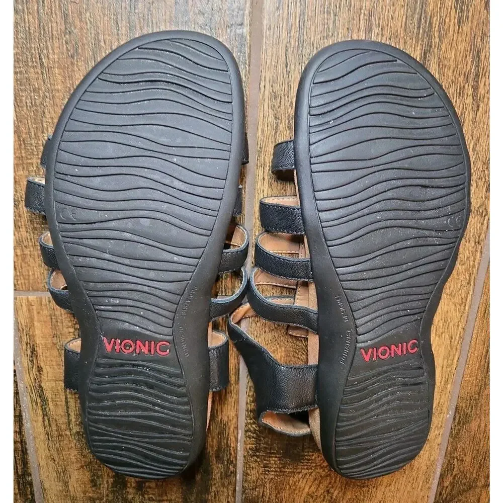 Vionic Harissa Gladiator Adjustable Leather Strap Orthopedic Comfort Sandals sz9
